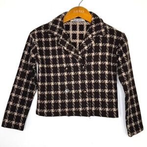 Harper James Double Breasted Plaid Jacket Girls‎ Size 12 Brown